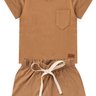 conjunto verao shorts camiseta com bolso duma kids camelo