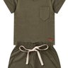 conjunto verao shorts camiseta com bolso duma kids verde musgo