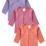 KIT 3 Peas Blusa Infantil Menina Manga Longa Happy Duma Kids