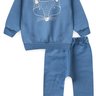 conjunto infantil inverno moletom peluciado calca saruel raposa duma kids azul envelhecido