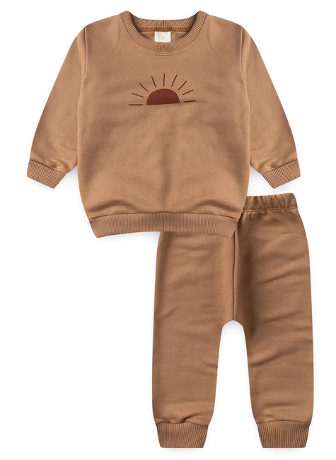 conjunto infantil inverno moletinho calca saruel sol duma kids camelo