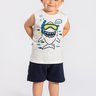 conjunto infantil verao regata tubarao hello duma kids off white 5