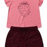 conjunto infantil verao frufru morango sweet duma kids rosa envelhecido