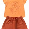 conjunto infantil verao frufru flor bem me quer duma kids laranja claro
