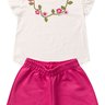 conjunto infantil verao frufru colar floral duma kids off white