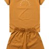 conjunto infantil verao basico happy days duma kids mostarda