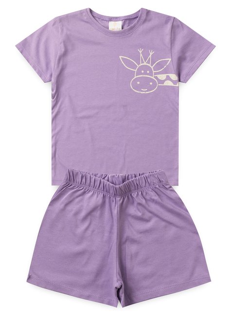 conjunto infantil verao basico girafa duma kids lilas