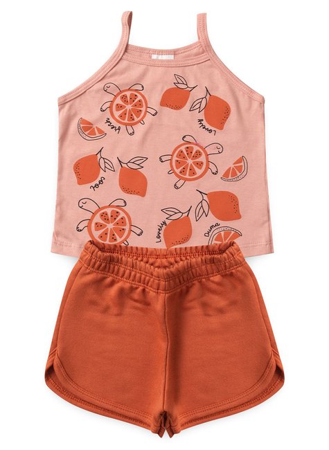 conjunto infantil verao alcinha tartaruga tropical duma kids salmao