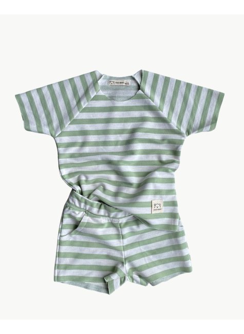 conjunto infantil listrado raglan unissex duma kids verde musgo
