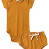 conjunto bebe body e tapa fralda canelado duma kids mostarda