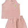 conjunto infantil verao cotton alcinha flor duma kids rosa envelhecido