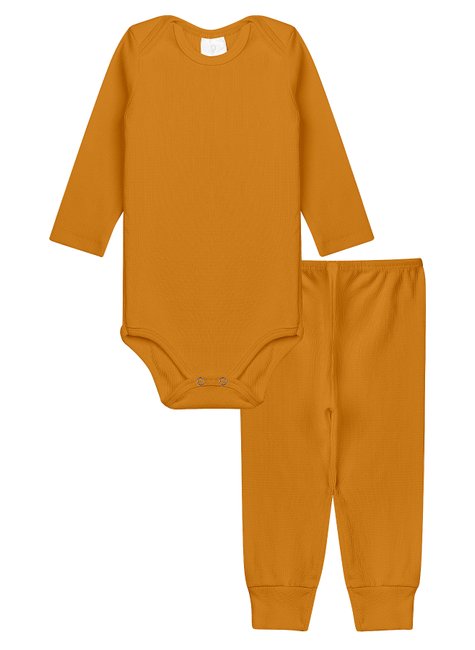 conjunto bebe canelado duma kids mostarda mockup