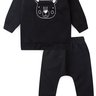 conjunto infantil inverno moletinho calca saruel estampado urso preto duma kids
