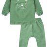 conjunto infantil inverno moletinho calca saruel estampado urso verde envelhecido duma kids