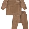 conjunto infantil inverno moletom peluciado calca saruel estampado hello chocolate duma kids