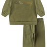 Conjunto Infantil Inverno Moletom Peluciado Estampado Dinossauros Duma Kids Verde Musgo
