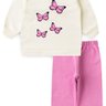 Conjunto Infantil Inverno Moletom Peluciado Estampado Borboletas Duma Kids Off White