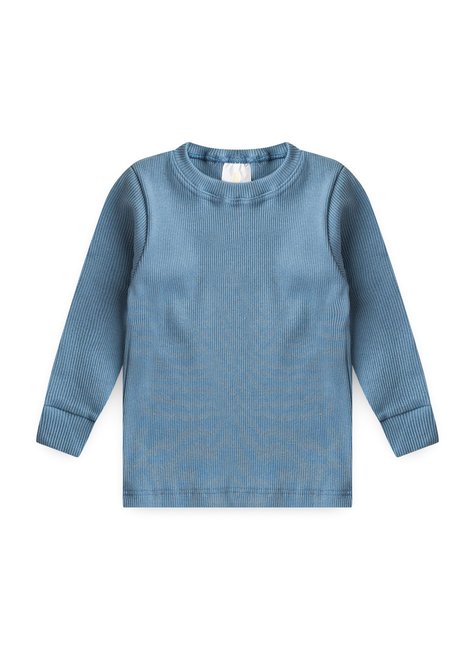 blusa infantil manga longa canelada duma kids azul envelhecido