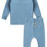 conjunto infantil canelado calca braguilha saruel duma kids azul envelhecido