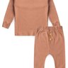 conjunto infantil canelado calca braguilha saruel duma kids mocha