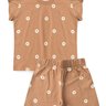 conjunto infanti verao frufru mini flores duma kids camelo